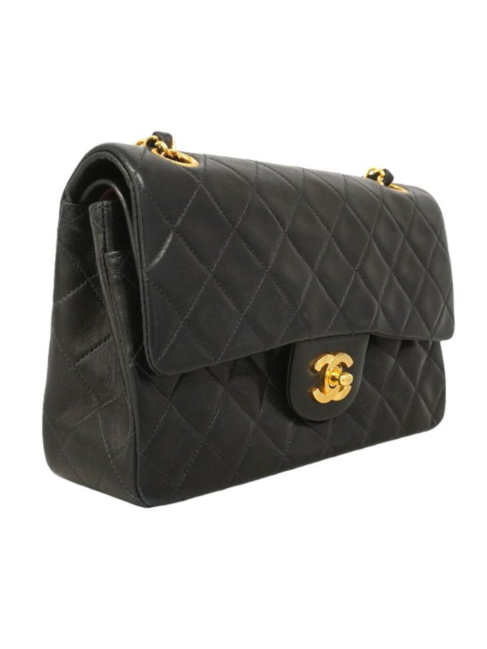 Chanel Shoulder Bag Quilted Lambskin Black Gold - Picture 2 of 13